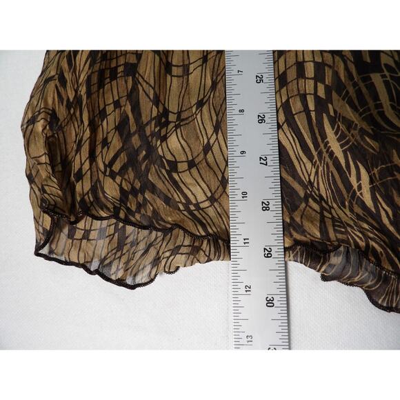 Jaipur Sheer Blouse Sz XL Ruffle Button Up Brown Black Career Casual Y2K 90s - Picture 5 of 12